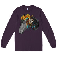 Plum black and white western horse Long Sleeve Tee - RanaPortraitStore