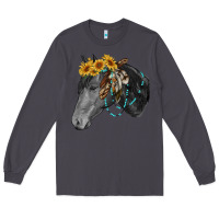 Smoke black and white western horse Long Sleeve Tee - RanaPortraitStore