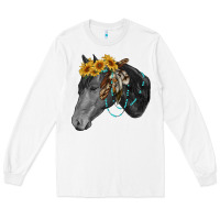 White black and white western horse Long Sleeve Tee - RanaPortraitStore
