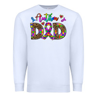 White rainbow colors autism dad Premium Sweatshirt - AdoDesignShop
