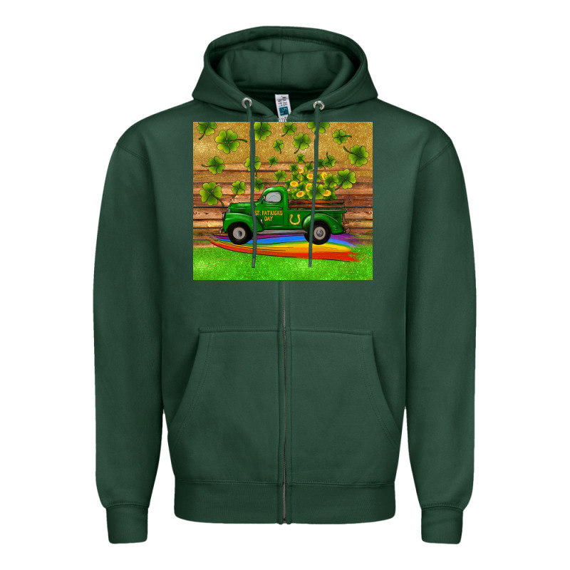 St Patricks Day Truck Shamrock With Rainbow Tumbler Zipper Hoodie by RanaPortraitStore | Teevron