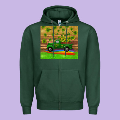 Zipper Hoodie st patricks day truck shamrock with rainbow tumbler