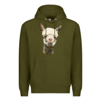 Army Green Alpaca Head Premium Hoodie - LillyAllenDesigns