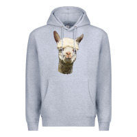 Heather Grey Alpaca Head Premium Hoodie - LillyAllenDesigns