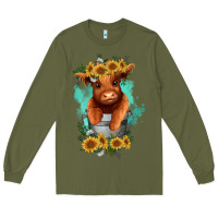 Army Green baby cow in a bucket Long Sleeve Tee - RanaPortraitStore