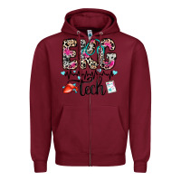Burgundy ekg tech Zipper Hoodie - Zillion Design Studio