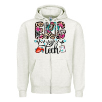 Oatmeal Heather ekg tech Zipper Hoodie - Zillion Design Studio