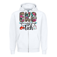 White ekg tech Zipper Hoodie - Zillion Design Studio