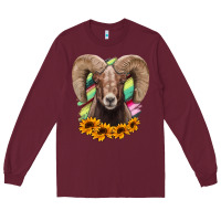 Burgundy bighorn sheep Long Sleeve Tee - RanaPortraitStore