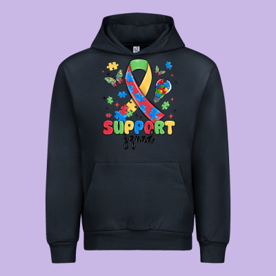 Support Squad Autism Urban Hoodie Designed By Maliassmallbusiness