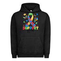 Pigment Black support squad autism Urban Hoodie - MaliasSmallBusiness