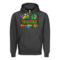 Charcoal Heather teacher life Zipper Hoodie - texasbilliewilder