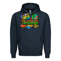 Navy teacher life Zipper Hoodie - texasbilliewilder