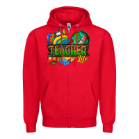 Red teacher life Zipper Hoodie - texasbilliewilder