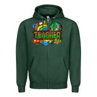 Sports Green teacher life Zipper Hoodie - texasbilliewilder