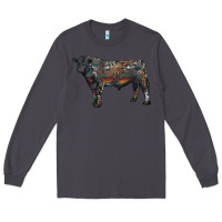 Smoke black angus bull with western patterns Long Sleeve Tee - RanaPortraitStore