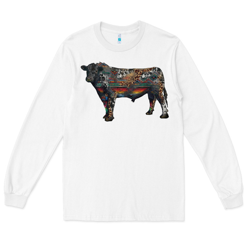 Black Angus Bull With Western Patterns Long Sleeve Tee by RanaPortraitStore | Teevron
