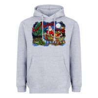 Heather Grey heaux heaux heaux christmas louisiana swamp Heavyweight Hoodie - FaDigitalArtStudio