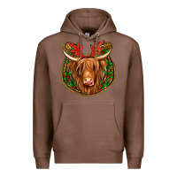 Chestnut christmas highland cow mistletoe Christmas Premium Hoodie - Jasminsmagicworld