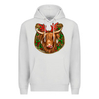 Dove Grey christmas highland cow mistletoe Christmas Premium Hoodie - Jasminsmagicworld