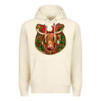 Sandshell christmas highland cow mistletoe Christmas Premium Hoodie - Jasminsmagicworld