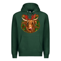 Sports Green christmas highland cow mistletoe Christmas Premium Hoodie - Jasminsmagicworld