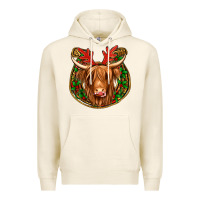 Tofu christmas highland cow mistletoe Christmas Premium Hoodie - Jasminsmagicworld