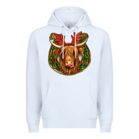 White christmas highland cow mistletoe Christmas Premium Hoodie - Jasminsmagicworld
