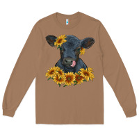 Toasted Coconut black angus calf with sunflowers Long Sleeve Tee - RanaPortraitStore