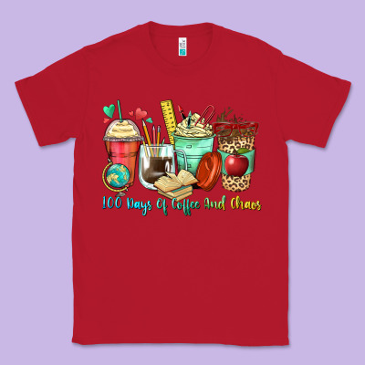 Classic Tee 100 days of coffee and chaos coffee cups