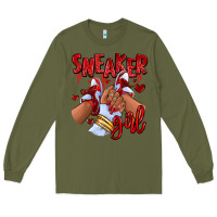 Army Green red sneaker girl afro woman Long Sleeve Tee - RanaPortraitStore
