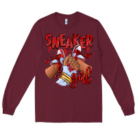 Burgundy red sneaker girl afro woman Long Sleeve Tee - RanaPortraitStore