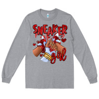 Heather Grey red sneaker girl afro woman Long Sleeve Tee - RanaPortraitStore