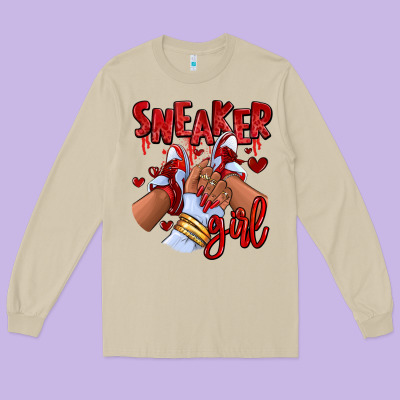 Long Sleeve Tee red sneaker girl afro woman