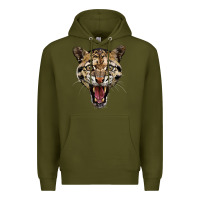 Army Green ocelot head Premium Hoodie - LillyAllenDesigns