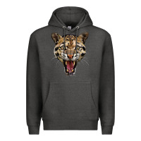 Charcoal Heather ocelot head Premium Hoodie - LillyAllenDesigns