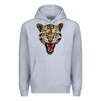 Heather Grey ocelot head Premium Hoodie - LillyAllenDesigns