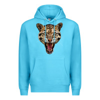 Ocean Blue ocelot head Premium Hoodie - LillyAllenDesigns