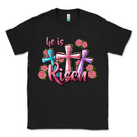 Black He Is Risen Cross Classic Tee - RanaPortraitStore