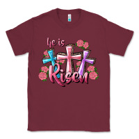 Burgundy He Is Risen Cross Classic Tee - RanaPortraitStore