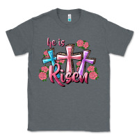 Charcoal Heather He Is Risen Cross Classic Tee - RanaPortraitStore