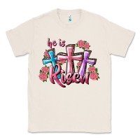 Natural He Is Risen Cross Classic Tee - RanaPortraitStore