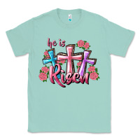 Seafoam He Is Risen Cross Classic Tee - RanaPortraitStore