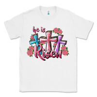 White He Is Risen Cross Classic Tee - RanaPortraitStore
