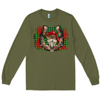 Army Green christmas horseshoe bull skull Long Sleeve Tee - BarkalooDesign