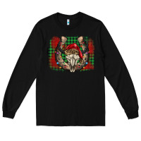 Black christmas horseshoe bull skull Long Sleeve Tee - BarkalooDesign