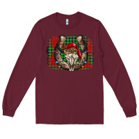 Burgundy christmas horseshoe bull skull Long Sleeve Tee - BarkalooDesign