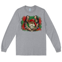 Heather Grey christmas horseshoe bull skull Long Sleeve Tee - BarkalooDesign