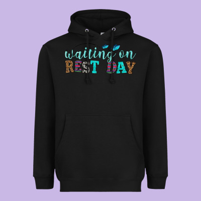 Waiting On Rest Day Heavyweight Hoodie Designed By Hra Design Shop