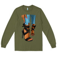 Army Green black heels black fashion girl Long Sleeve Tee - RanaPortraitStore